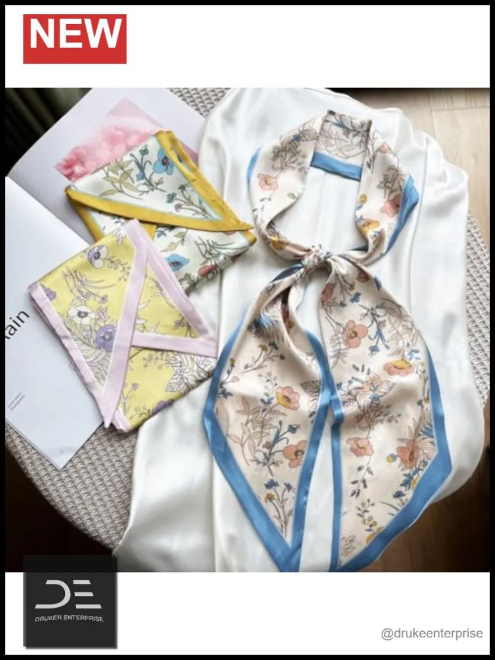 100% Polyester Silk Feel Lightweight Fashion Scarf Head Wrap Neck Tie